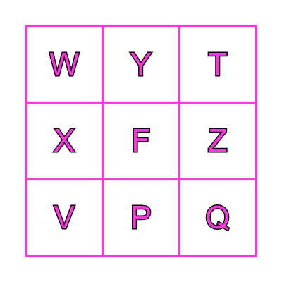 English sounds : Alphabets 3 Bingo Card