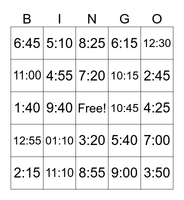 Bingo Time Bingo Card