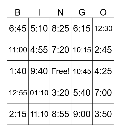 Bingo Time Bingo Card