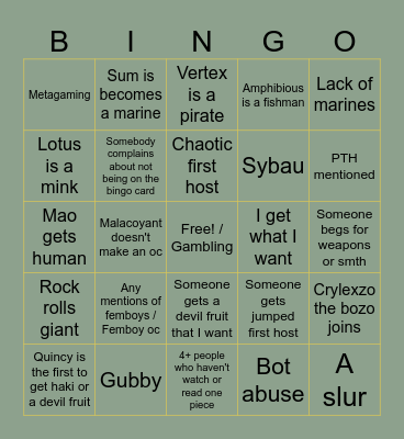 THE ONE PIECE IS REAL?!?!?!?! Bingo Card