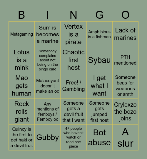 THE ONE PIECE IS REAL?!?!?!?! Bingo Card