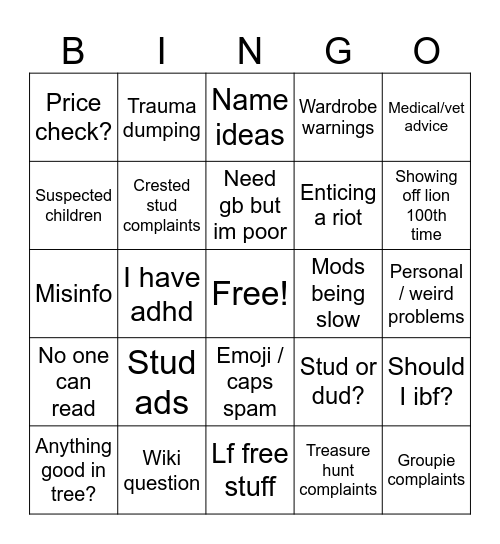Main Chat Bingo Card