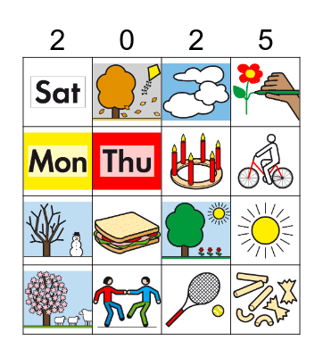 English 2025 Bingo Card