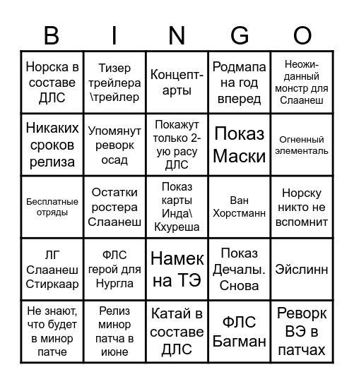 ЧЕРЕПА БИНГО Bingo Card