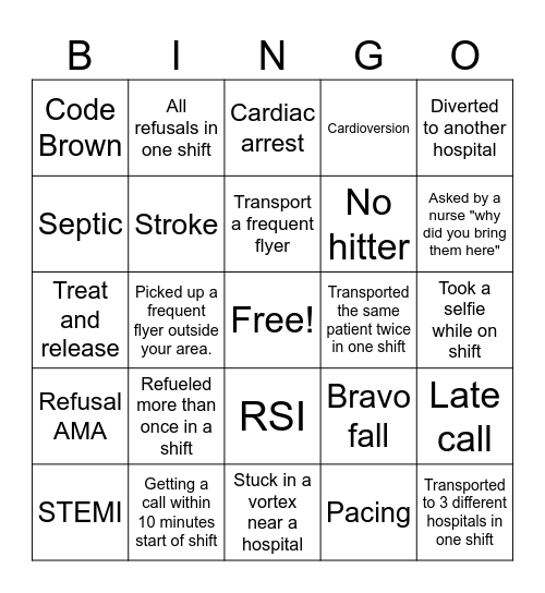 EMS Week BINGO Card