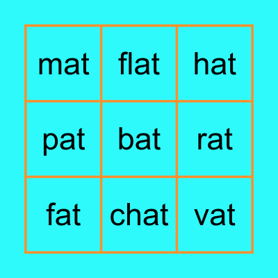 English sounds : - at แอท Bingo Card