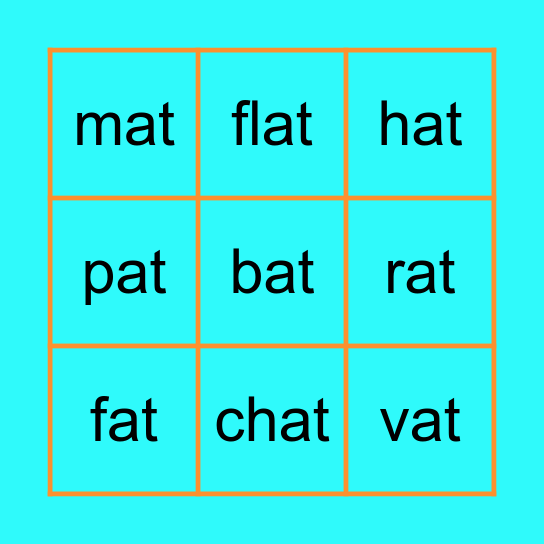 English sounds : - at แอท Bingo Card