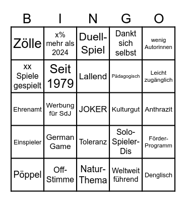 SPIEL DES JAHRES Bingo Card