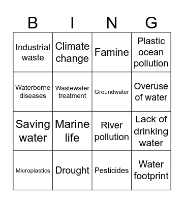 ERASMUS+ WATER BINGO Card