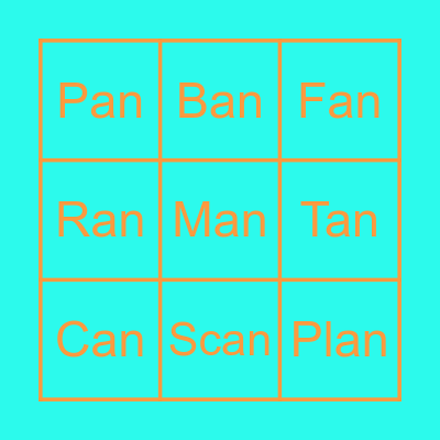 English sounds : -an = แอน Bingo Card