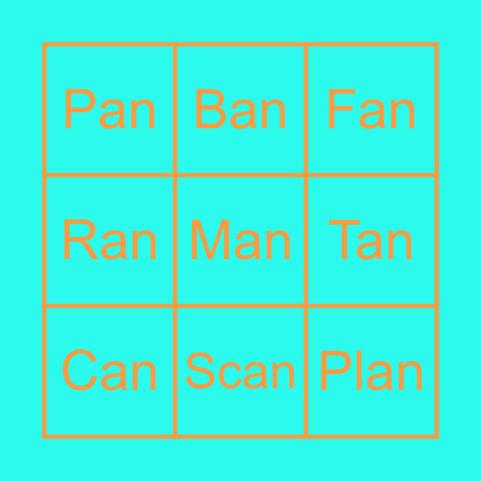 English sounds : -an = แอน Bingo Card