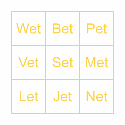 English sounds: -et = เอ็ท Bingo Card