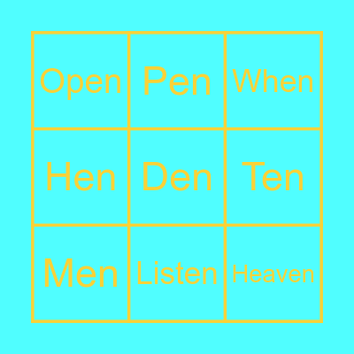 English sounds : -en = เอ็น Bingo Card