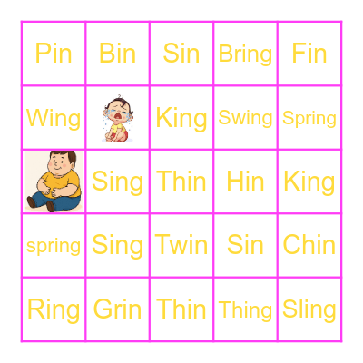 English sounds : -in  และ -ing Bingo Card