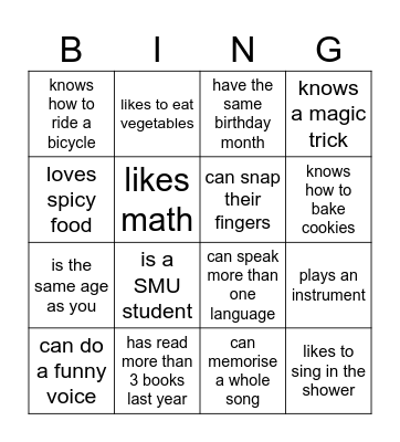FIND SOMEONE WHO.... Bingo Card