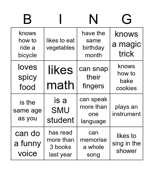 FIND SOMEONE WHO.... Bingo Card