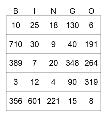 2025 BEx: P2-Maths Name:________________ Bingo Card