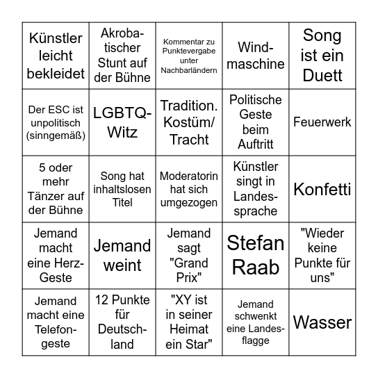 ESC Bullshit-Bingo Card