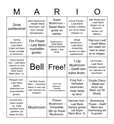 Mario bingo Card