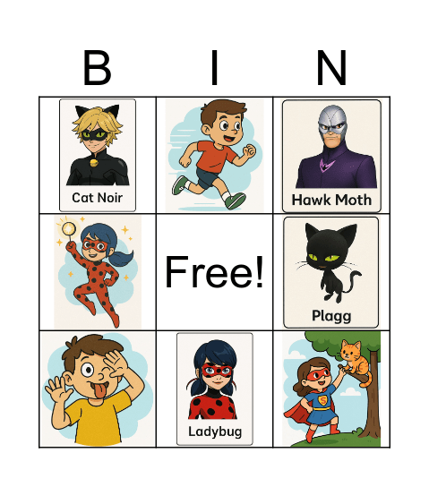 Ladybug and Cat Noir Bingo Card