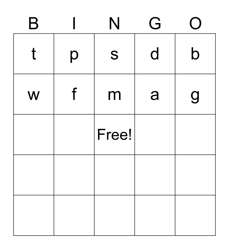 Word Bingo Card