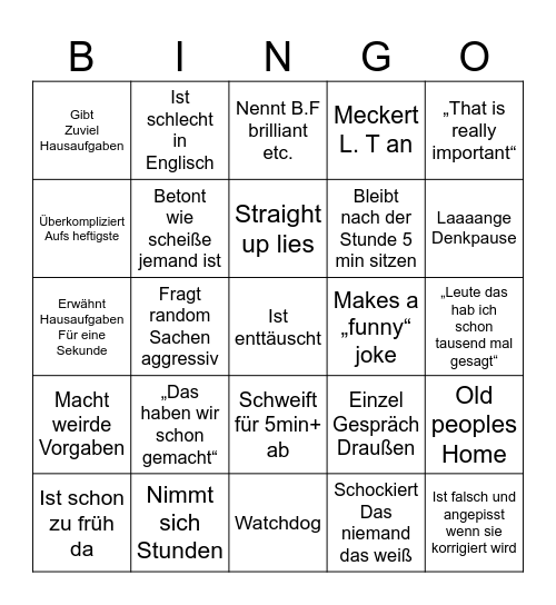 Frau Neufert Bingo Card