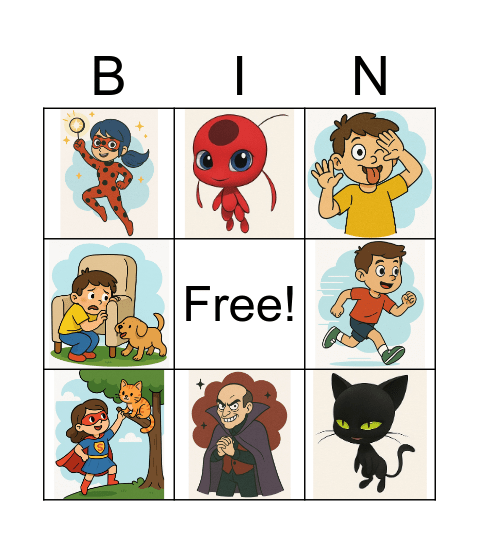 Ladybug and Cat Noir Bingo Card