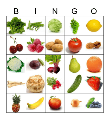 Owoce i warzywa Bingo Card