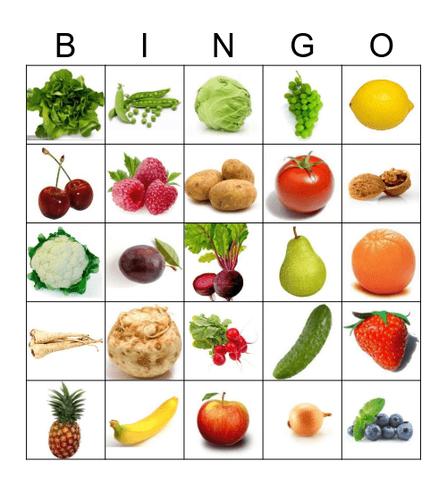 Owoce i warzywa Bingo Card
