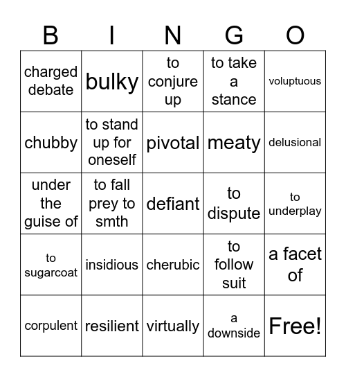 Body Positivity (Inc.Text2) Bingo Card