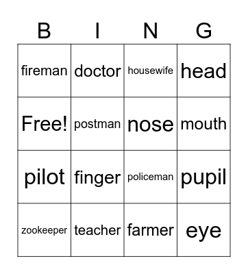 Jobs Bingo Card