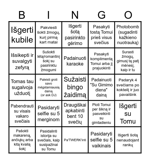 Nerijus gimtadienio Bingo Card