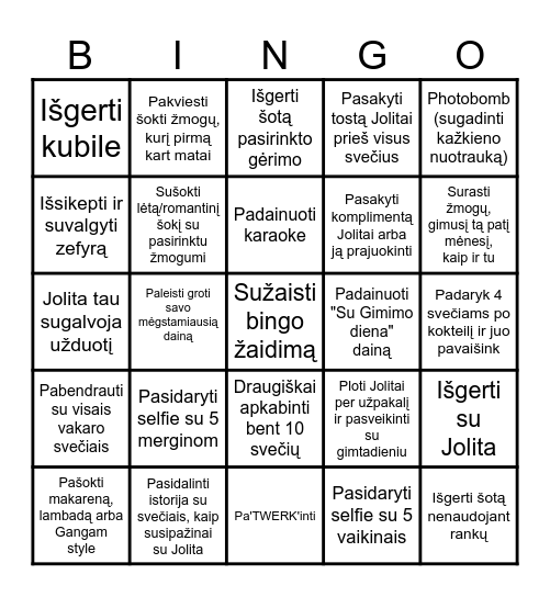 Nerijus gimtadienio Bingo Card