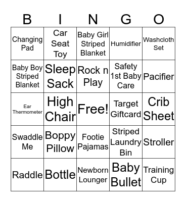 Ashley's Shower Bingo  Bingo Card