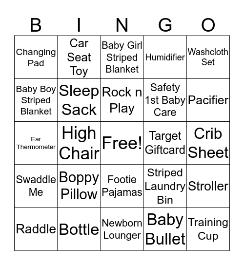 Ashley's Shower Bingo  Bingo Card