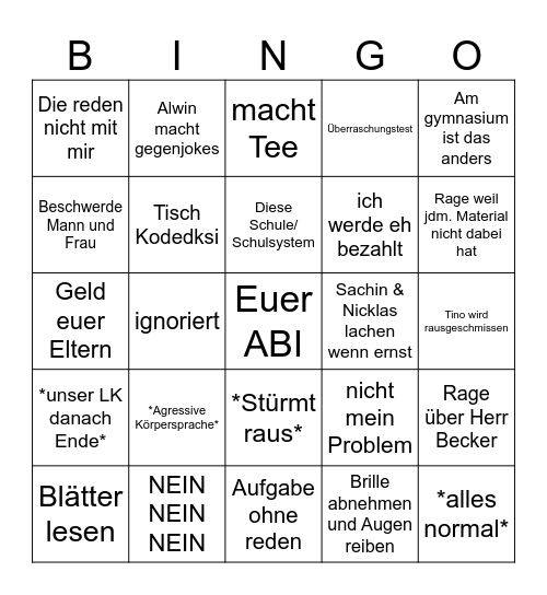 KUNST LK RAGE Bingo Card