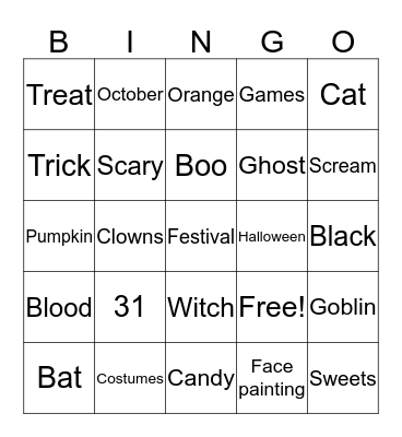 Halloween Bingo Card