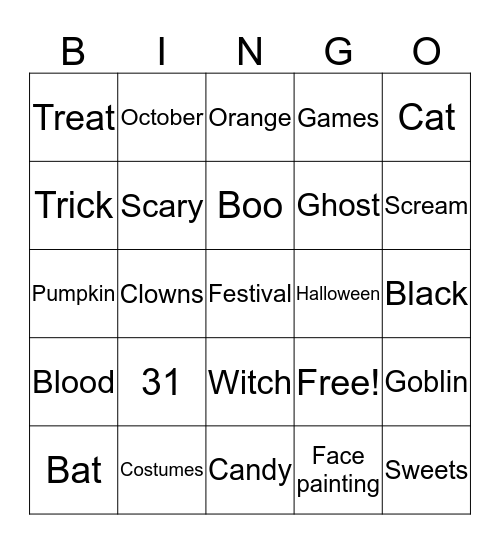 Halloween Bingo Card