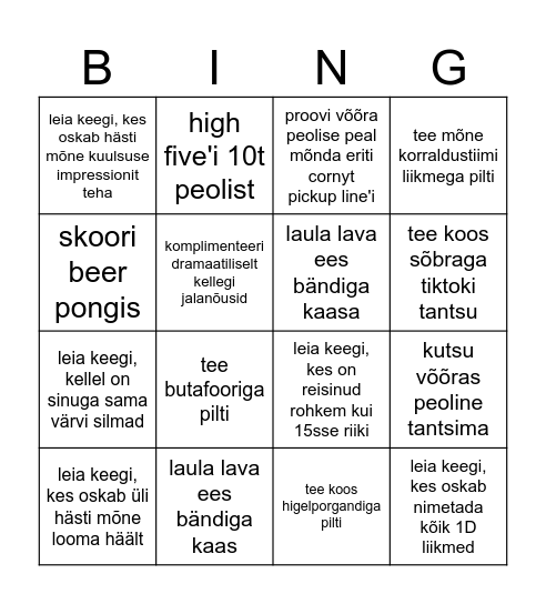 TÜ VKA esindus x WIMKA <3 Bingo Card