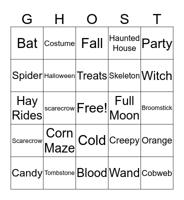 Girl Scout Halloween Bingo Card
