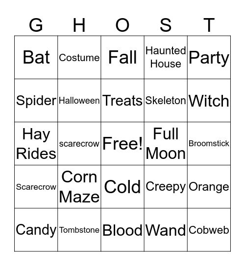 Girl Scout Halloween Bingo Card