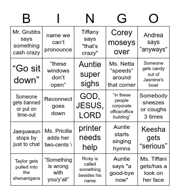 working 9 to 5... Bingo Card