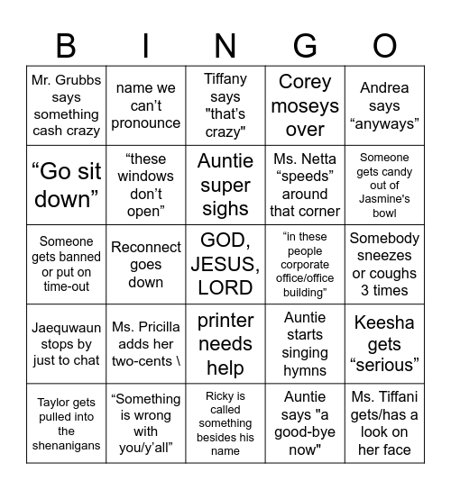 working 9 to 5... Bingo Card