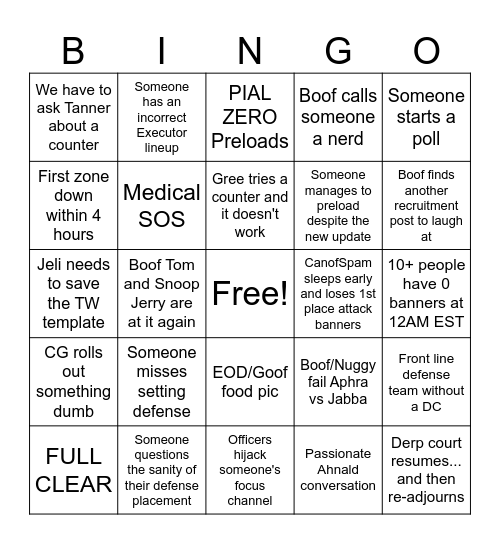 PIAL TW Bingo Card