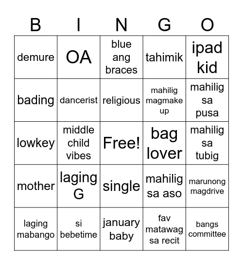 Untitled Bingo Card