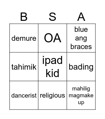 BSA 2201 GT 2025 Bingo Card