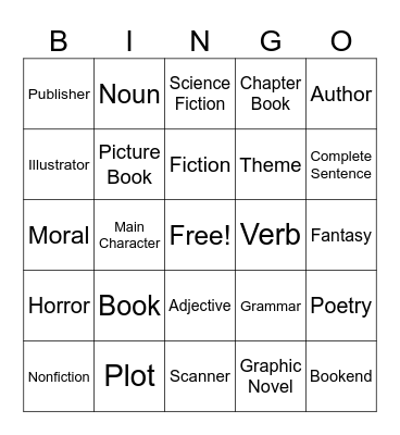 Book/Library Bingo Card