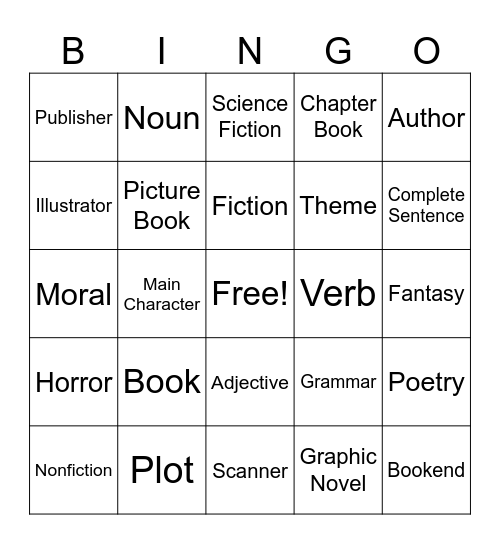 Book/Library Bingo Card