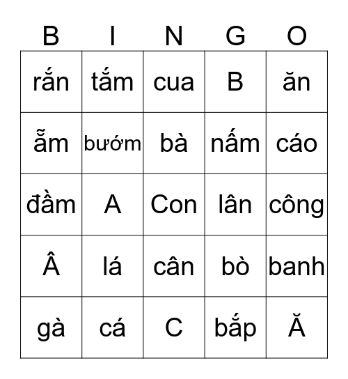 Bài 1-5 Bingo Card