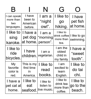 DPGA Icebreaker BINGO Card